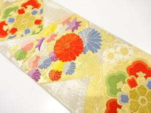 アンティーク　扇に華紋・菊・楓模様織り出し袋帯（材料）